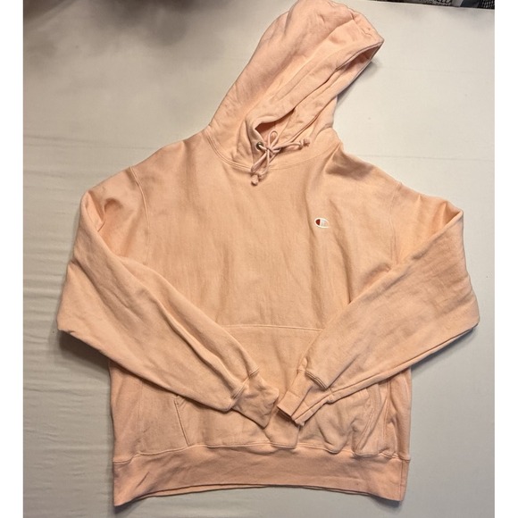 Champion Reverse‎ Weave Hoodie Mens Large Pink Pullover Sweatshirt Classic Logo - Picture 1 of 5